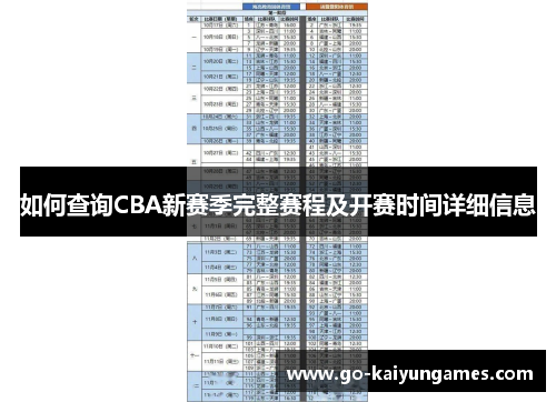 如何查询CBA新赛季完整赛程及开赛时间详细信息